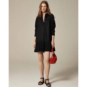 J. Crew NWT Amelia Long Sleeve Cotton Poplin Shirt Dress Black XS Tall